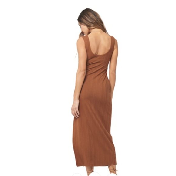 L Space Celine Copper Ribbed Midi Sweetheart Neckline Dress NWOT Size L - Picture 5 of 6